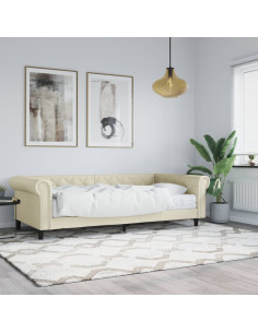 Divano Letto con Materasso Crema 90x200 cm in Similpelle