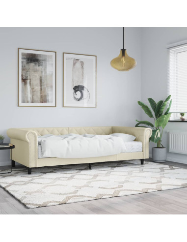 Divano Letto con Materasso Crema 90x200 cm in Similpelle