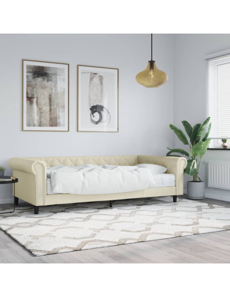 Divano Letto con Materasso Crema 90x200 cm in Similpelle
