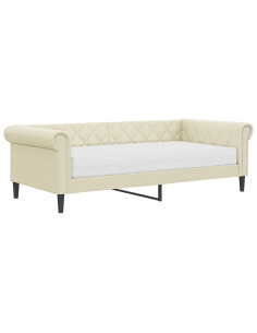 Divano Letto con Materasso Crema 90x200 cm in Similpelle 2