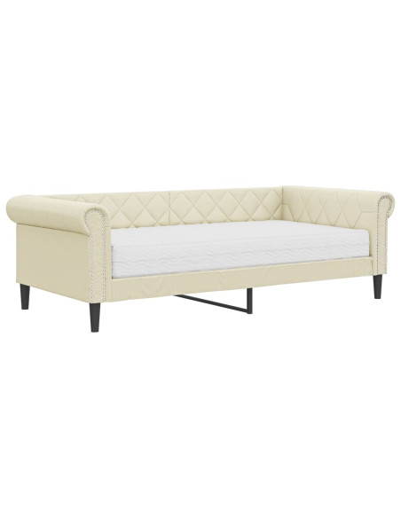 Divano Letto con Materasso Crema 90x200 cm in Similpelle