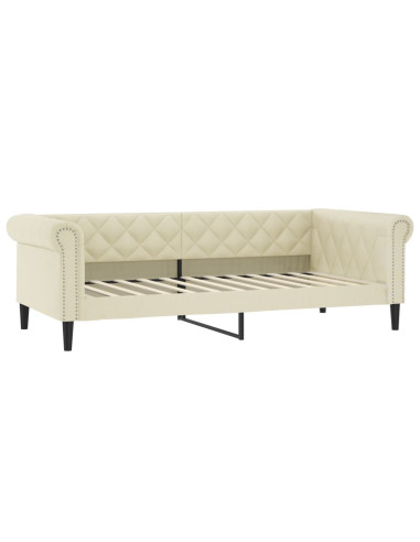 Divano Letto con Materasso Crema 90x200 cm in Similpelle