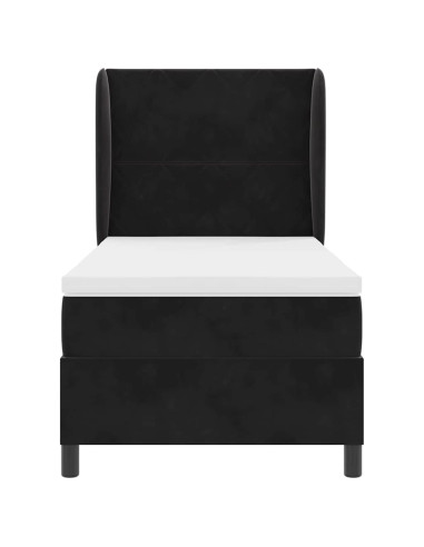 Letto a molle con testiera Nero 200 x 90 cm Velluto