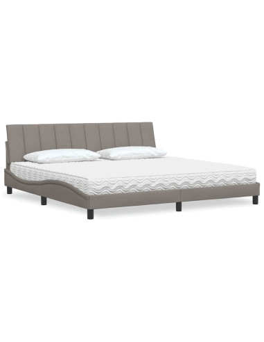 Letto con Materasso Hanko Tortora 200x200 cm in Tessuto