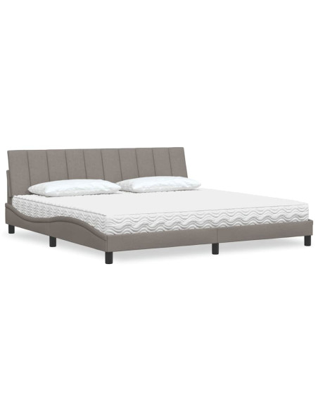 Letto con Materasso Hanko Tortora 200x200 cm in Tessuto