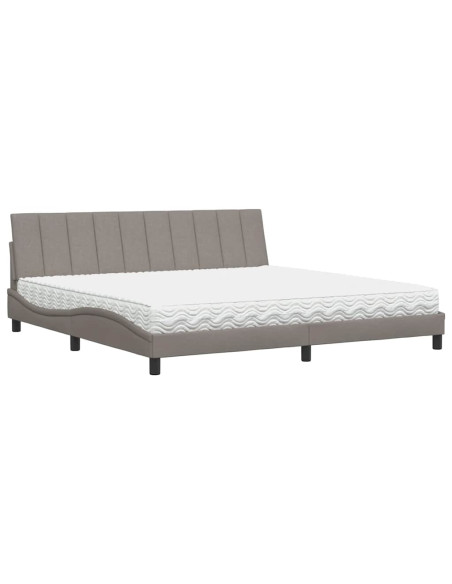 Letto con Materasso Hanko Tortora 200x200 cm in Tessuto