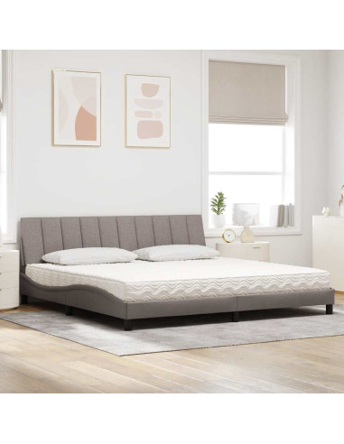 Letto con Materasso Hanko Tortora 200x200 cm in Tessuto