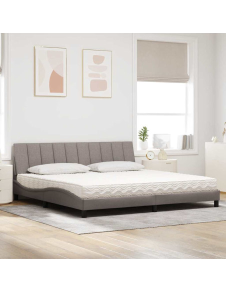 Letto con Materasso Hanko Tortora 200x200 cm in Tessuto