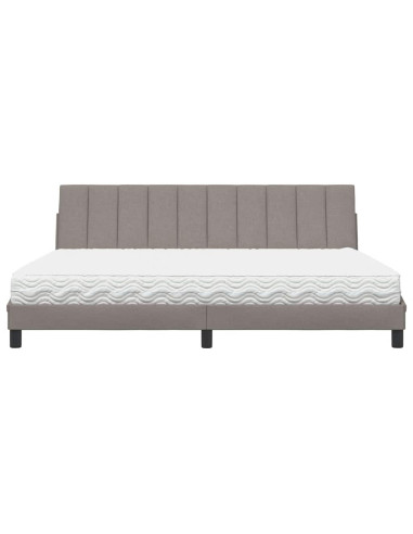 Letto con Materasso Hanko Tortora 200x200 cm in Tessuto