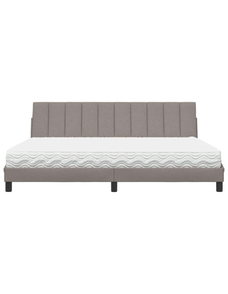 Letto con Materasso Hanko Tortora 200x200 cm in Tessuto