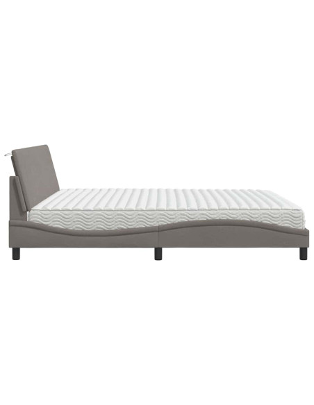 Letto con Materasso Hanko Tortora 200x200 cm in Tessuto