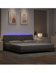 Giroletto con LED senza Materasso Tortora 200x200 cm in Tessuto