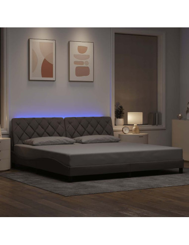 Giroletto con LED senza Materasso Tortora 200x200 cm in Tessuto