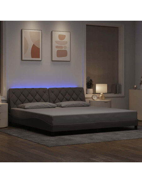 Giroletto con LED senza Materasso Tortora 200x200 cm in Tessuto