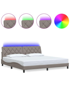 Giroletto con LED senza Materasso Tortora 200x200 cm in Tessuto 2