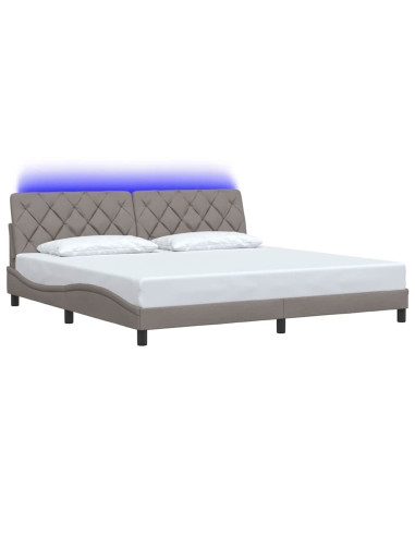 Giroletto con LED senza Materasso Tortora 200x200 cm in Tessuto