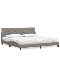 Letto con Materasso Tortora 200x200 cm in Tessuto