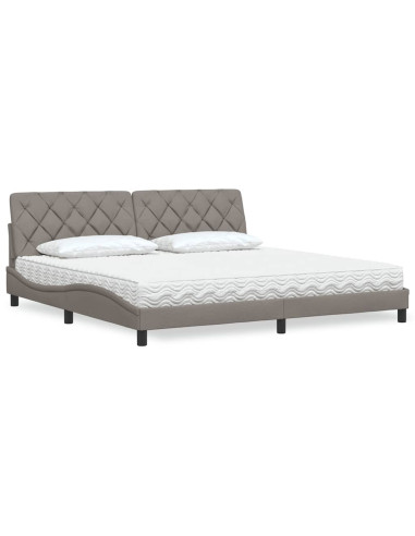 Letto con Materasso Tortora 200x200 cm in Tessuto