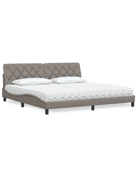 Letto con Materasso Tortora 200x200 cm in Tessuto