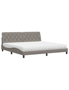 Letto con Materasso Tortora 200x200 cm in Tessuto 2