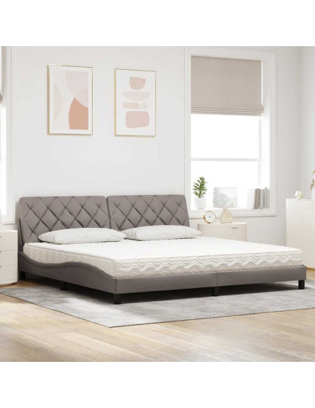 Letto con Materasso Tortora 200x200 cm in Tessuto
