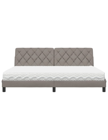 Letto con Materasso Tortora 200x200 cm in Tessuto