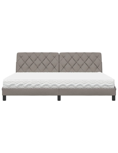 Letto con Materasso Tortora 200x200 cm in Tessuto