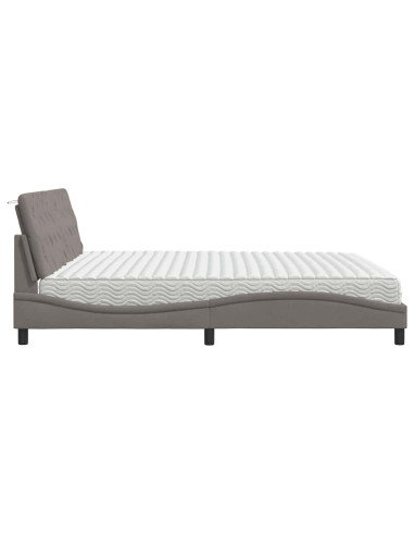 Letto con Materasso Tortora 200x200 cm in Tessuto