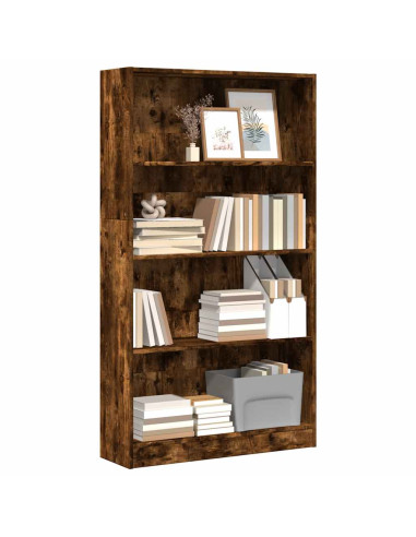 Libreria Rovere Fumo 80x24x143 cm in Legno Multistrato