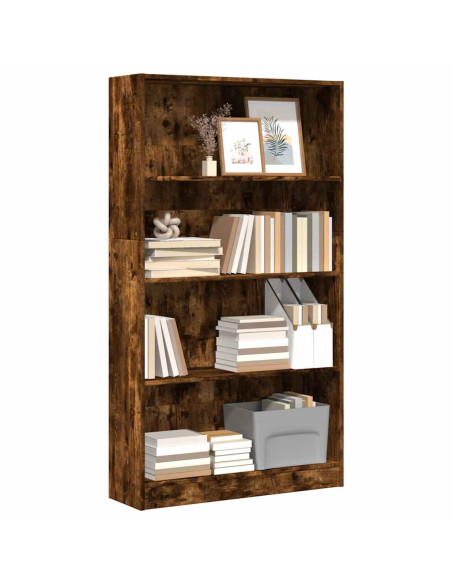 Libreria Rovere Fumo 80x24x143 cm in Legno Multistrato