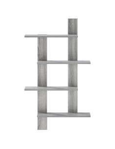 Scaffale da parete Sonoma grigio 61 x 13,5 x 105 cm 2