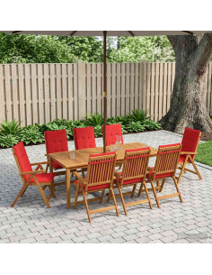 Set da pranzo da giardino da 9 pezzi Naturale