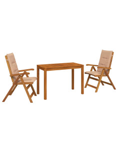 Set da pranzo da giardino 3 pezzi 3 pz Naturale 2