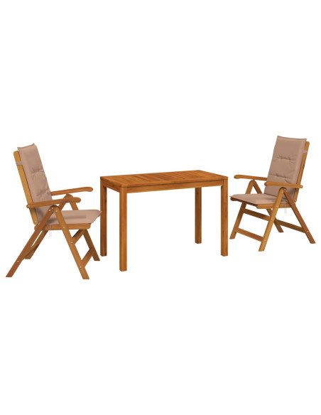 Set da pranzo da giardino 3 pezzi 3 pz Naturale