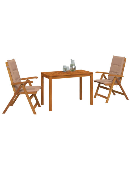 Set da pranzo da giardino 3 pezzi 3 pz Naturale