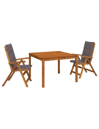 Set da pranzo da giardino 3 pezzi 3 pz Naturale