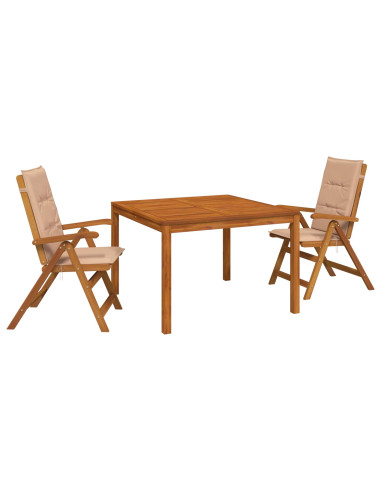 Set da pranzo da giardino 3 pezzi 3 pz Naturale
