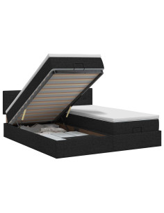 Letto ottomano con materasso 2 pz Nero 200 x 200 cm Tessuto 2
