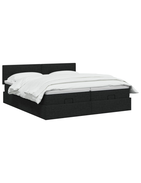 Letto ottomano con materasso 2 pz Nero 200 x 200 cm Tessuto