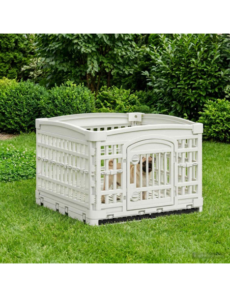 Parco giochi per cani a 4 pannelli 122 x 106,5 x 82 cm Plastica