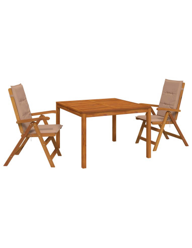 Set da pranzo da giardino 3 pezzi 3 pz Naturale