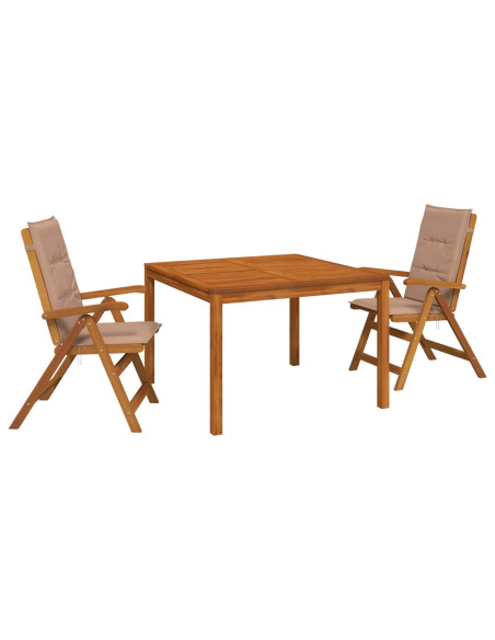Set da pranzo da giardino 3 pezzi 3 pz Naturale