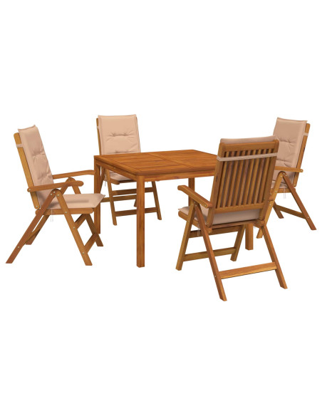 Set da pranzo da giardino 5 pezzi 5 pz Naturale