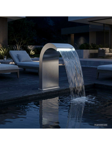 Cascata da Piscina con Luce LED Acciaio Inox 304