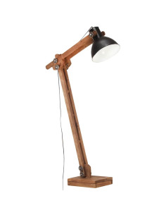 Lampada da Pavimento Nera in Legno Massello di Mango E27
