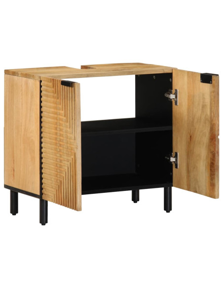 Mobile Lavabo da Bagno Marrone 62x33x58 cm Legno Massello Mango