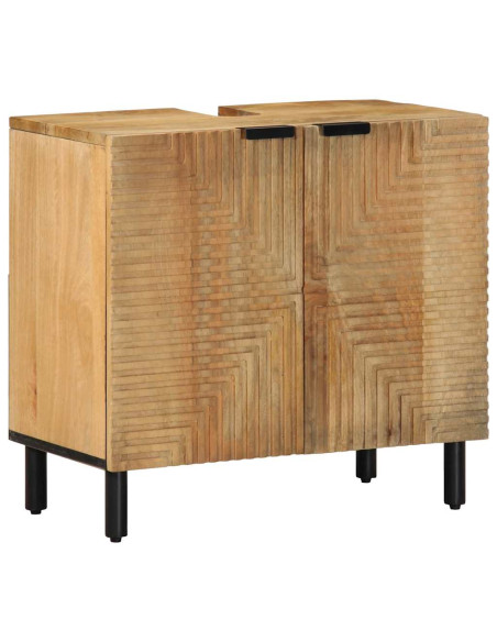 Set Mobili da Bagno 2pz Marrone in Legno Massello di Mango