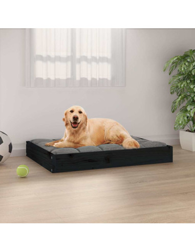 Cuccia per Cani Nera 71,5x54x9 cm in Legno Massello di Pino