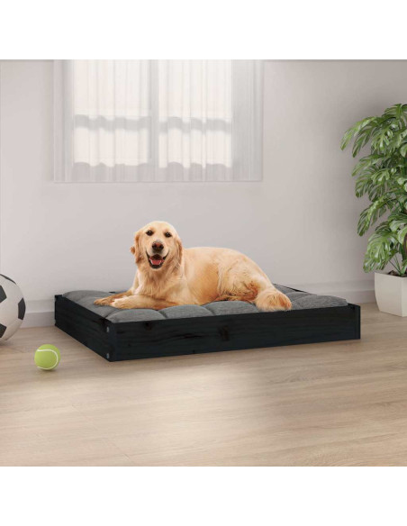 Cuccia per Cani Nera 71,5x54x9 cm in Legno Massello di Pino