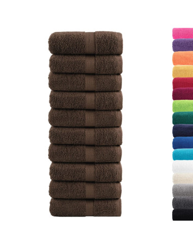 Asciugamani Premium SOLUND 10 pz Marrone 30x30 cm 600 g/m²